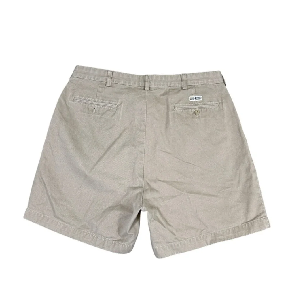 Polo Ralph Lauren Andrew Short Mens 33 Khaki Tan Pleated Chino Cotton Shorts